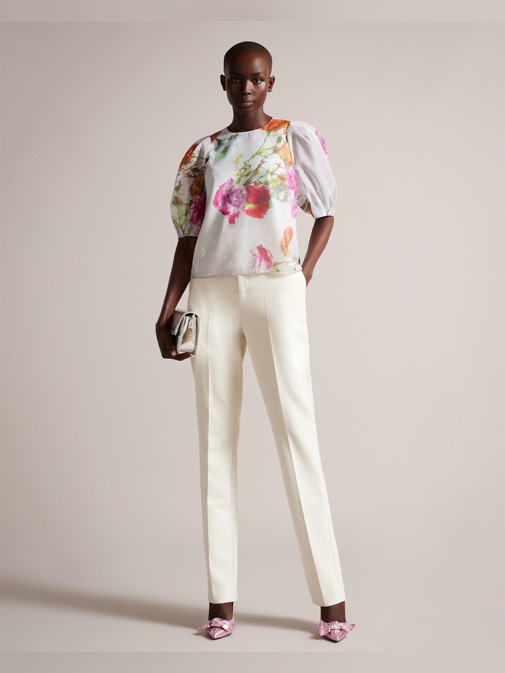 EUC TED BAKER Ayymee Floral Boxy Cropped Blouse size 1 / US Small